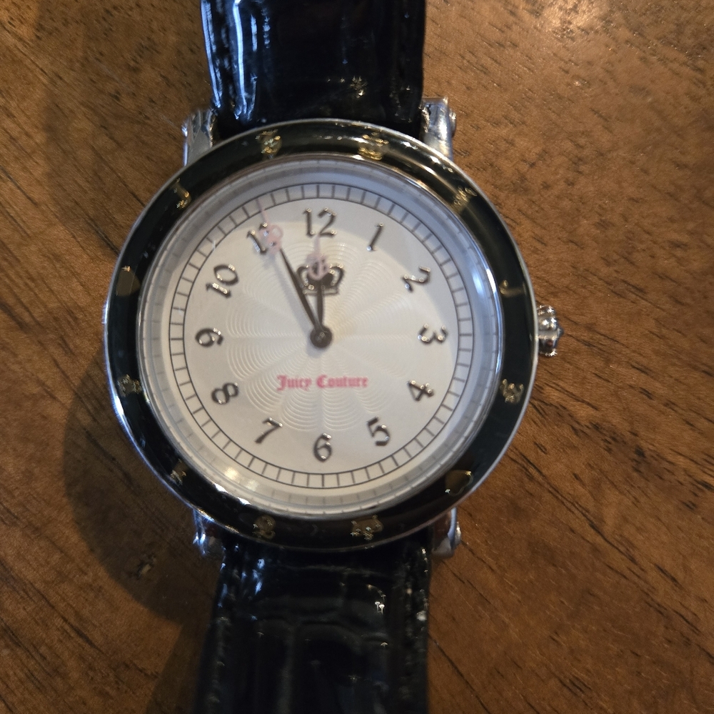 Juicy Couture Black and Silver Watch with White Dial, Interchangable Bezels